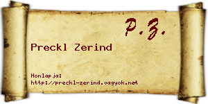 Preckl Zerind névjegykártya